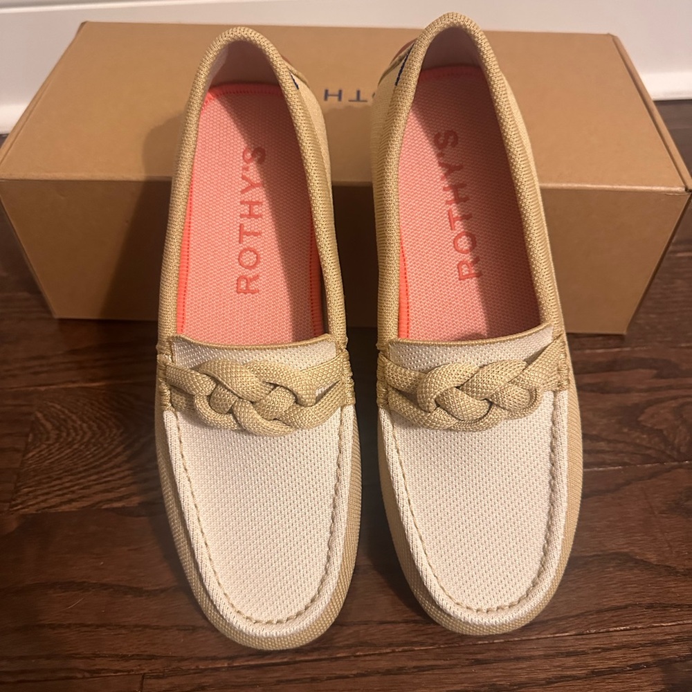 Rothy's Cream and Tan Loafers